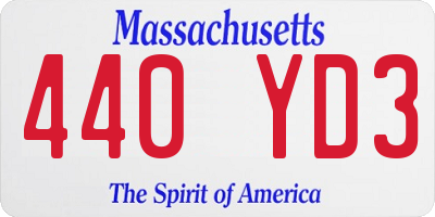 MA license plate 440YD3