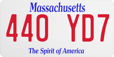 MA license plate 440YD7