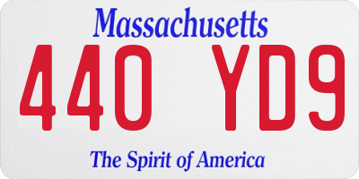 MA license plate 440YD9