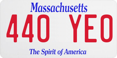 MA license plate 440YE0