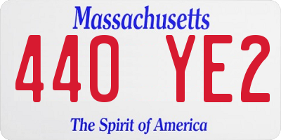 MA license plate 440YE2