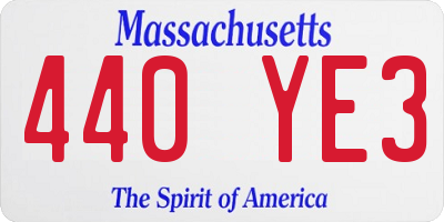 MA license plate 440YE3