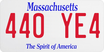 MA license plate 440YE4