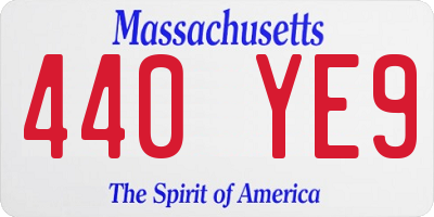 MA license plate 440YE9