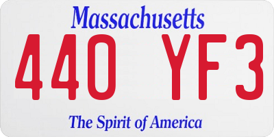 MA license plate 440YF3
