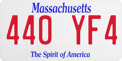 MA license plate 440YF4