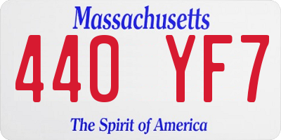 MA license plate 440YF7