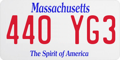 MA license plate 440YG3