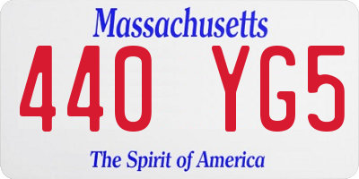 MA license plate 440YG5
