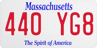 MA license plate 440YG8