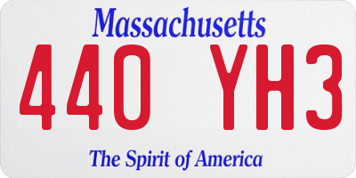 MA license plate 440YH3