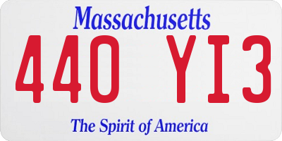 MA license plate 440YI3