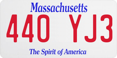 MA license plate 440YJ3