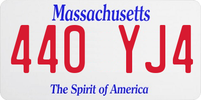MA license plate 440YJ4