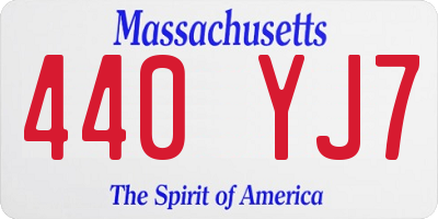 MA license plate 440YJ7