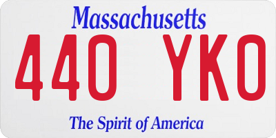 MA license plate 440YK0