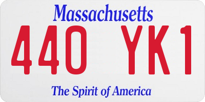 MA license plate 440YK1