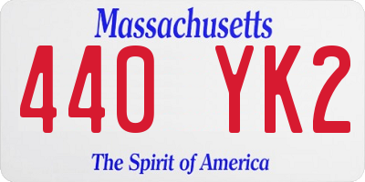 MA license plate 440YK2