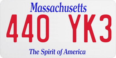 MA license plate 440YK3