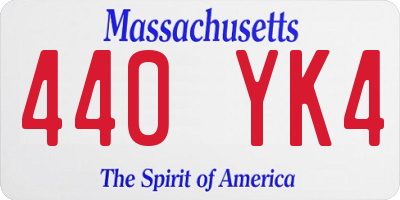 MA license plate 440YK4