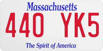 MA license plate 440YK5