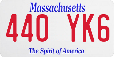 MA license plate 440YK6