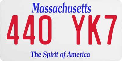 MA license plate 440YK7