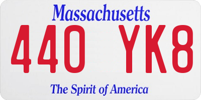 MA license plate 440YK8