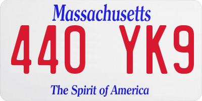 MA license plate 440YK9