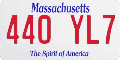 MA license plate 440YL7