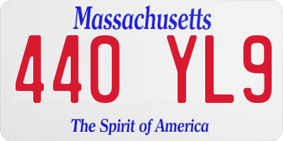 MA license plate 440YL9