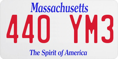 MA license plate 440YM3