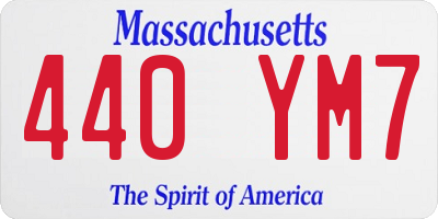 MA license plate 440YM7