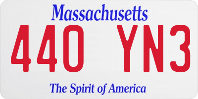 MA license plate 440YN3