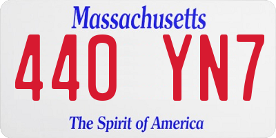 MA license plate 440YN7