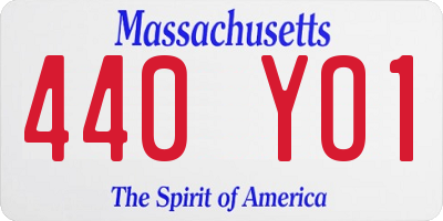MA license plate 440YO1