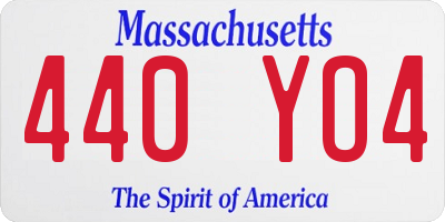 MA license plate 440YO4