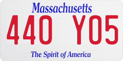 MA license plate 440YO5