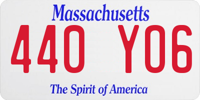MA license plate 440YO6