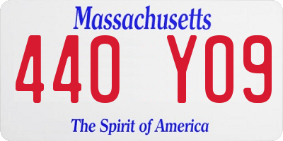 MA license plate 440YO9
