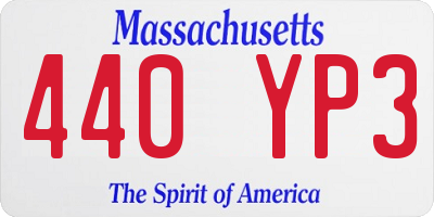 MA license plate 440YP3