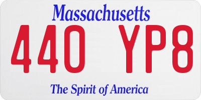 MA license plate 440YP8