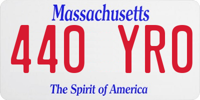 MA license plate 440YR0