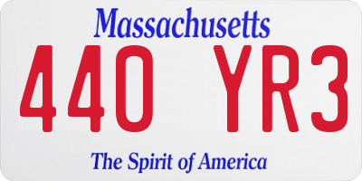 MA license plate 440YR3