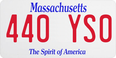 MA license plate 440YS0