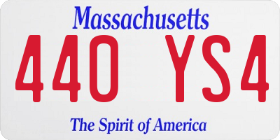 MA license plate 440YS4