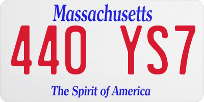 MA license plate 440YS7