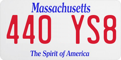 MA license plate 440YS8