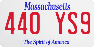 MA license plate 440YS9