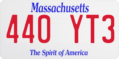 MA license plate 440YT3